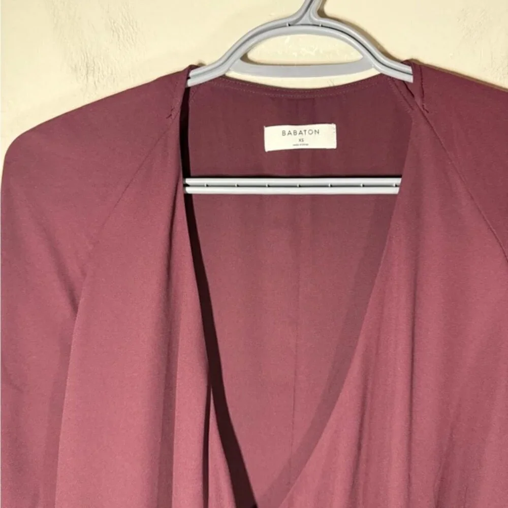 Aritzia Babaton Burgundy Wrap Dress size XS - Picture 3 of 8